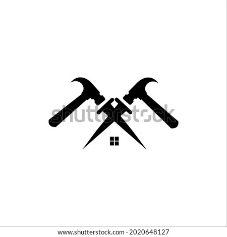 nail and hammer logo design vector sign