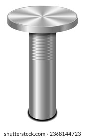 Nagel schlug in die Mauer. 3D-Eisennagel. Hardware-Nagel. Vektorgrafik