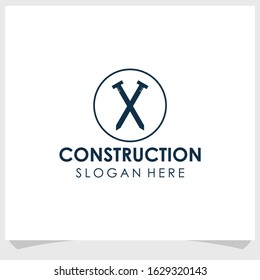 nail and home vintage logo design vector, construction logo design template