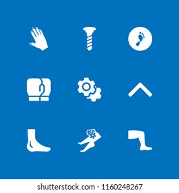 nail icon. 9 nail set with feet, nails, bolt and foot vector icons for web and mobile app