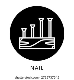 Nagelsymbol-Taste, Mini-Illustration beziehen sich auf Tischlerei, Holzindustrie. Für moderne Konzeption, UI, UX Web- und App-Entwicklung.