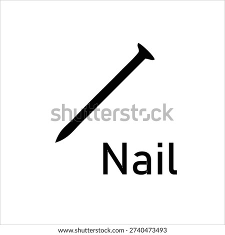 Nail Icon – Construction Fastener Symbol, Hardware and Carpentry Tool Illustration