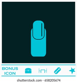 Nail icon flat. Blue pictogram on dark background. Vector illustration symbol and bonus icons