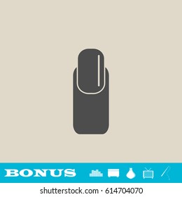 Nail icon flat. Grey pictogram on light background. Vector illustration symbol and bonus button real estate, ottoman, vase, tv, fishing rod