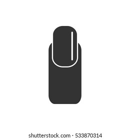 Nail icon flat. Illustration isolated on white background. Vector grey sign symbol