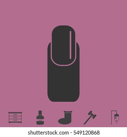 Nail icon flat. Simple vector grey pictogram and bonus symbol