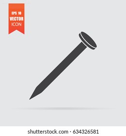 Nail icon in flat style isolated on grey background. For your design, logo. Vector illustration.