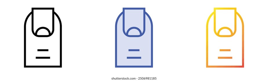 Icono de clavo. Lineal, relleno azul y diseño de estilo degradado aislado sobre fondo blanco