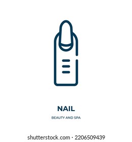 Nail icon. Linear vector illustration from beauty and spa collection. Outline nail icon vector. Thin line symbol for use on web and mobile apps, logo, print media.