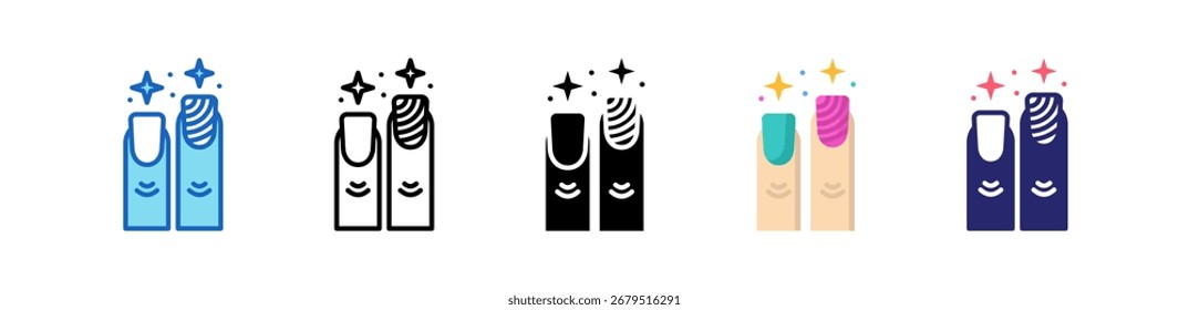 Ícone De Unha Conjunto De Estilos Múltiplos Coleção.