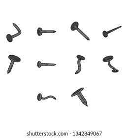 nail icon set flat color
