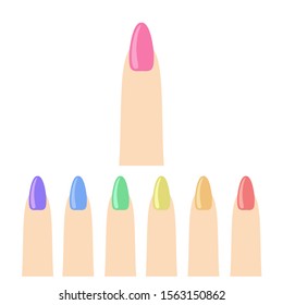 Nail icon set flat design isolated on white background, manicure vector