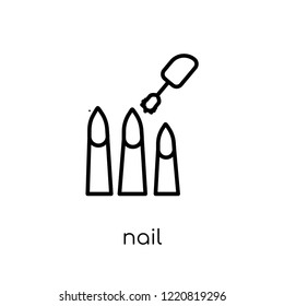 nail icon. Trendy modern flat linear vector nail icon on white background from thin line collection, outline vector illustration