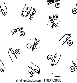 Nail Infection Disease Seamless Pattern Vector Thin Line. Illustrations