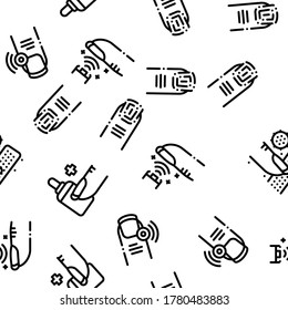 Nail Infection Disease Seamless Pattern Vector Thin Line. Illustrations