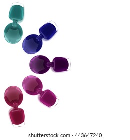 Nail lacquer leaking out of the bottle. Manicure and pedicure varnish. Vector illustration