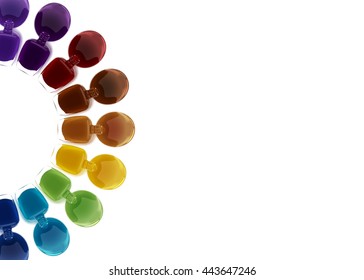 Nail lacquer leaking out of the bottle. Manicure and pedicure varnish. Vector illustration