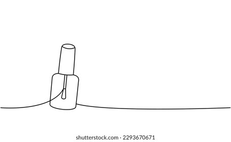 Nail lacquer, nail polish one line continuous drawing. Manicure and pedicure tools continuous one line illustration. Vector linear illustration