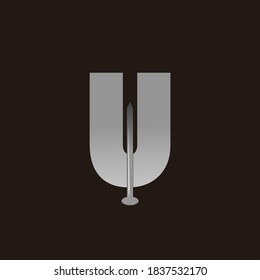 Nail or letter u logo design vector icon