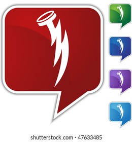 Nail lightning bolt icon isolated on a white background.