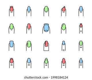 Nail line icon set. Collection of high quality color outline logo for mobile concepts and web apps. People set in trendy flat style. Vector illustration on a white background