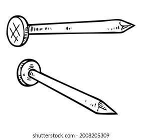 nail line vector illustration,isolated on white background for education,top view
