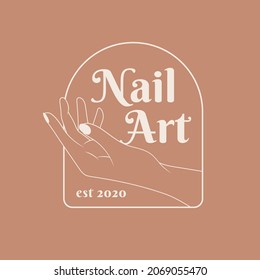 nail logo art with hand gesture in beauty magical style for salon