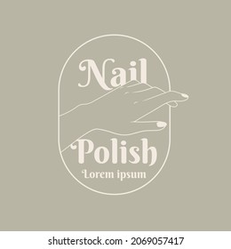 nail logo art with hand gesture in beauty magical style for spa, salon