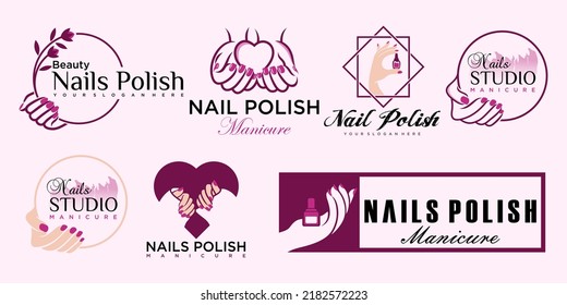 Nail logo collection with creative element concept