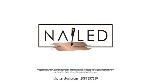 Nail logo concept with creative element style Premium Vector