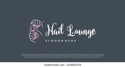 Nail logo design for beauty with creative concept Premium Vector
