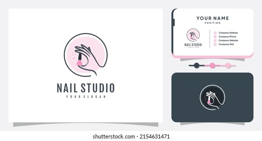 Nail logo design for beauty with creative concept Premium Vector