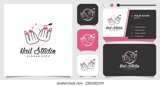 Concepto de diseño de logotipo de uñas para la belleza con estilo de elemento creativo