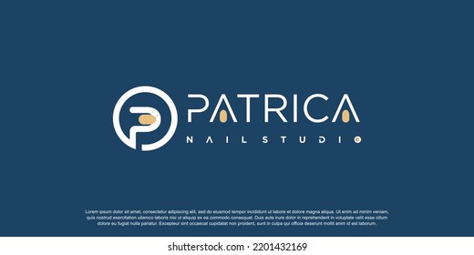 Concepto de diseño de logotipo de uñas para la belleza con estilo de elemento creativo