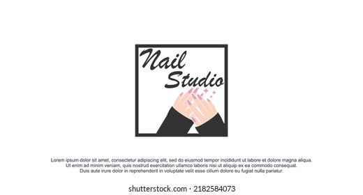 diseño de logotipo de uñas con concepto de vector premium moderno