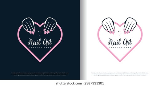 Nail logo design template with creative abstract style Premium Vector