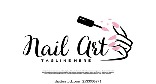 Nail logo design template with creative abstract style Premium Vector