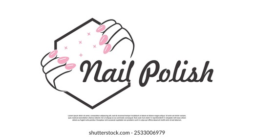 Modelo de design de logotipo unha com estilo abstrato criativo Premium Vetor