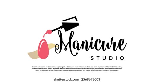 Nail logo design template with creative abstract style Premium Vector