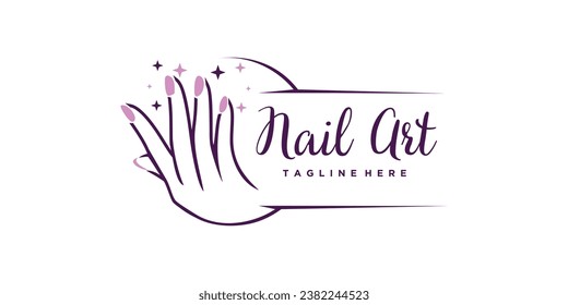 vector de diseño de logotipo de uñas con concepto creativo para la belleza y el vector premium de moda