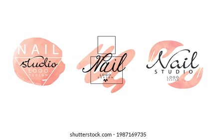 Nail Logo Original Design Set Manicure Stock Vector (Royalty Free ...