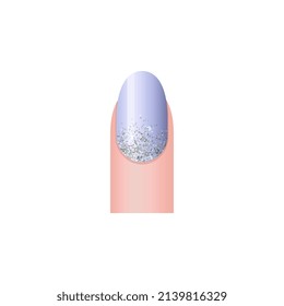 Nail manicure design mockup or template with glitter, realistic vector illustration isolated on white background. Nail art design for shellac or classic manicure.