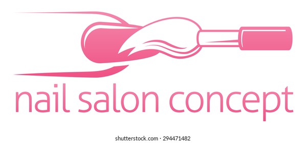 Nail manicurist technician, nail bar or salon concept of a nail being painted with a brush