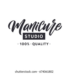 Nail Master Logo Beauty Vector Lettering. Manicure Custom Handmade Calligraphy. Vector Illustration. 