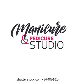Nail Master Logo Beauty Vector Lettering. Manicure Custom Handmade Calligraphy. Vector Illustration. 
