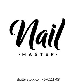 Nail Master Typography Square Poster. Vector lettering. Calligraphy phrase for gift cards, scrapbooking, beauty blogs. Typography art.