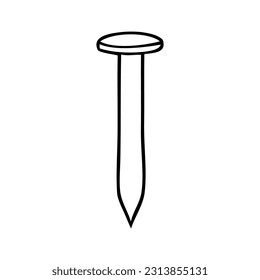 ilustración de vector de contorno de clavo, aislado en fondo blanco, vista superior