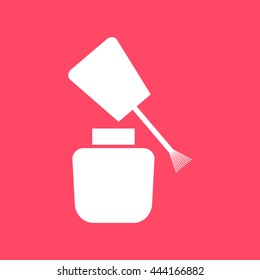 Nail Paint white icon on magenta color background. Eps-10.