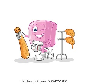 the nail playing baseball mascot. cartoon vector