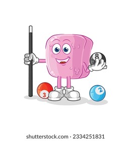 the nail plays billiard character. cartoon mascot vector